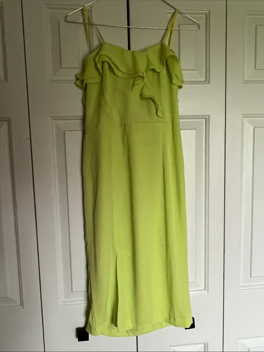 NWT She + Sky Lime Green Ruffle Strapless Dress Medium